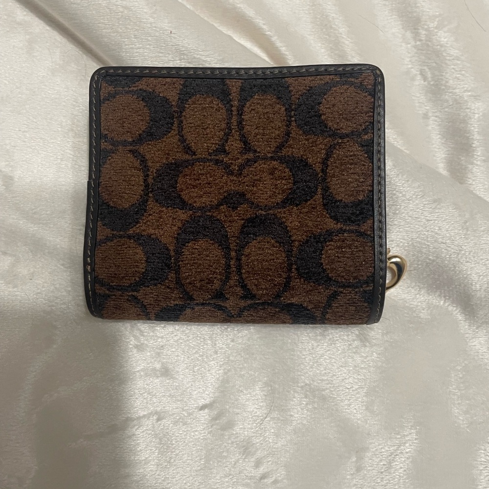 Coach Snap Wallet Brown Signature Chenille - Picture 2 of 10